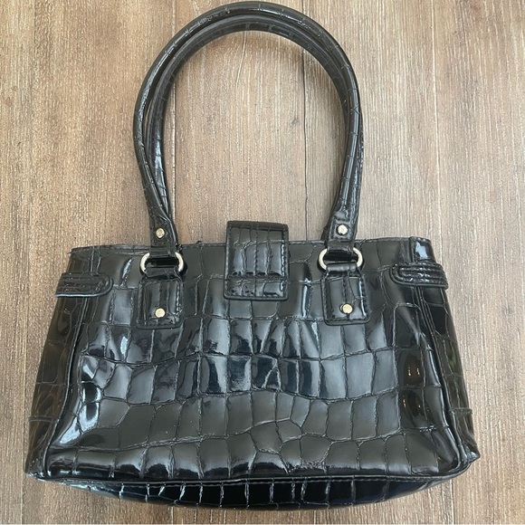 Vntg Liz Claiborne Black Crocodile Embossed Baguette Bag Shoulder Y2K 90’s - Picture 6 of 11